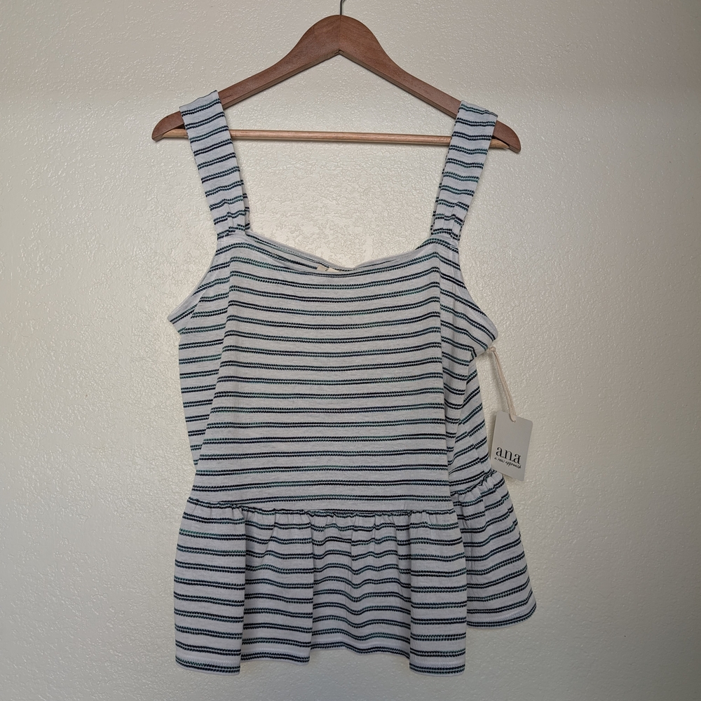 a.n.a Navy and White Striped Tank Top